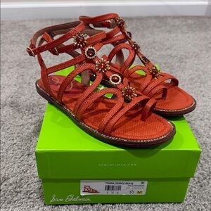 Sam Edelman Orange Jeweled Strappy Gladiator Sandals